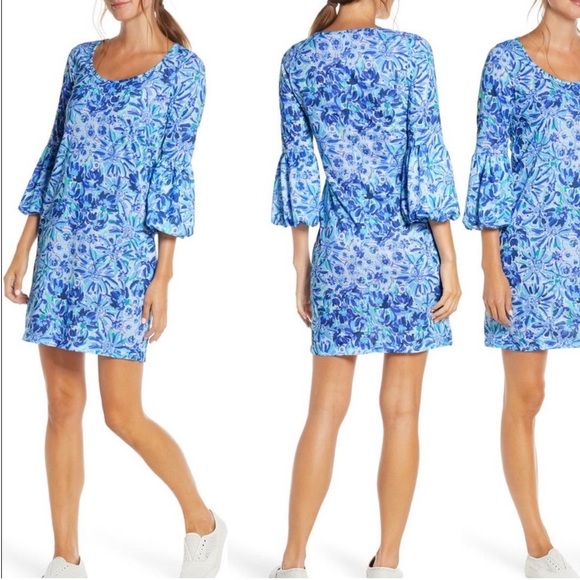 Lilly Pulitzer Dresses & Skirts - Lilly Pulitzer Carlile Small Blue Iris High Mainten Blouson‎ Sleeve Pima Beach